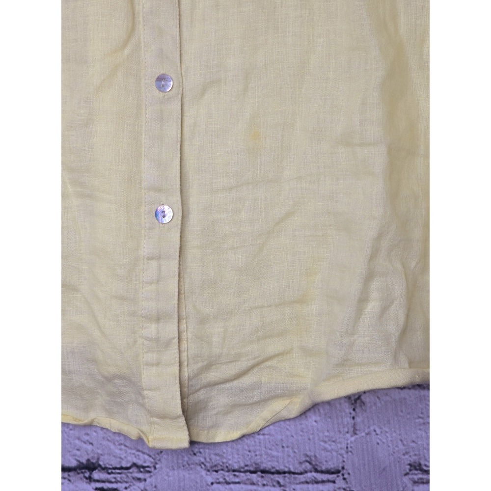 Magaschoni 100% Linen Yellow Oversized Resort Style Button Up Blouse Size Medium - Picture 10 of 11